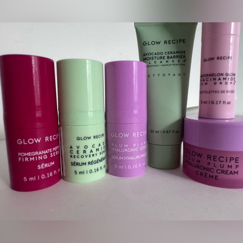 Glow Recipe Mini Skincare Set Dew Drops Plum Serum Avocado Cleanser 6pc